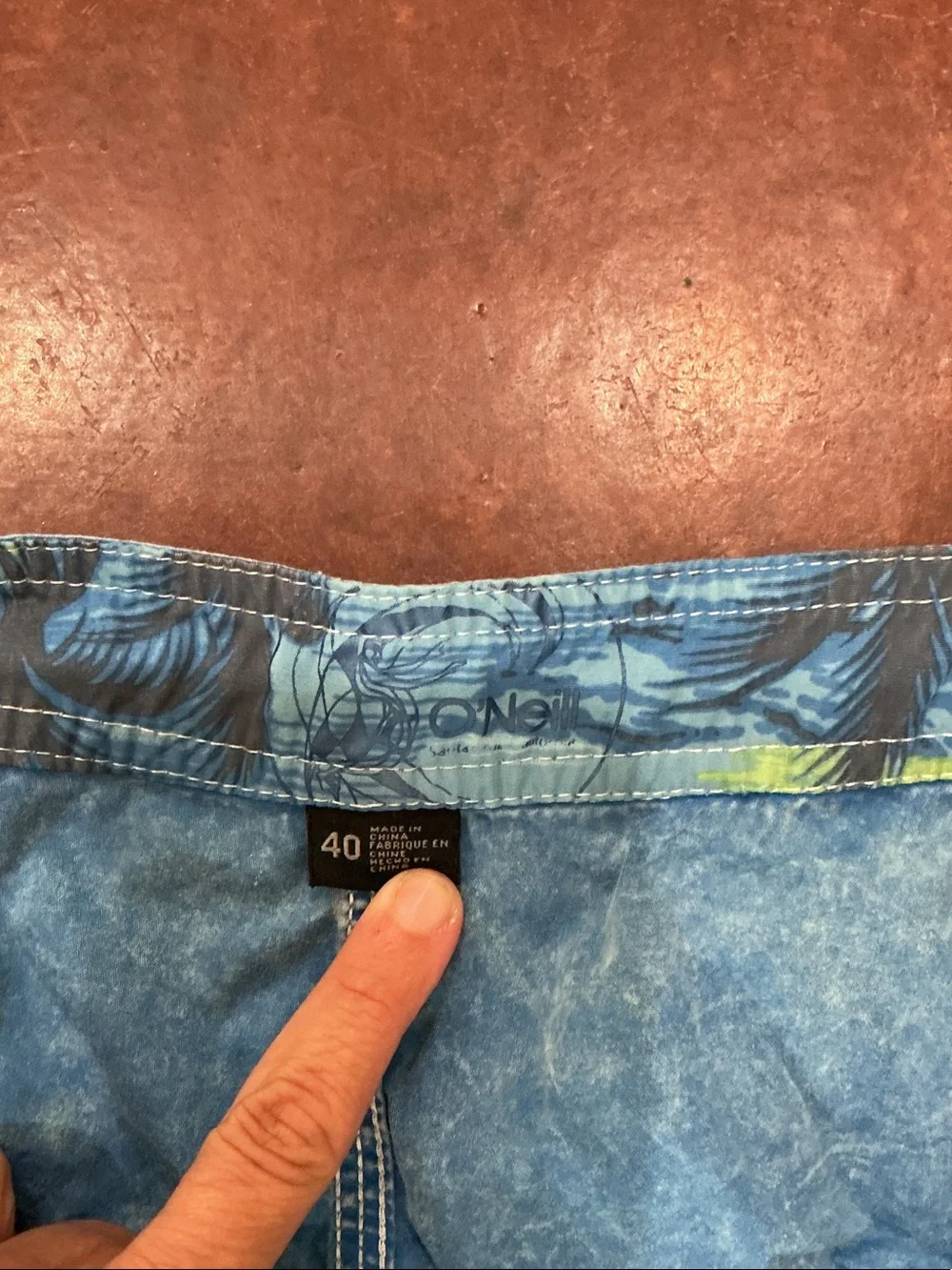 O'Neill Light Blue Men's Swim Board Shorts with Cream Drawstring